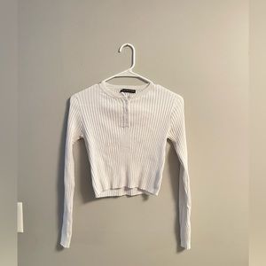 Brandy Melville White Ribbed Longsleeve